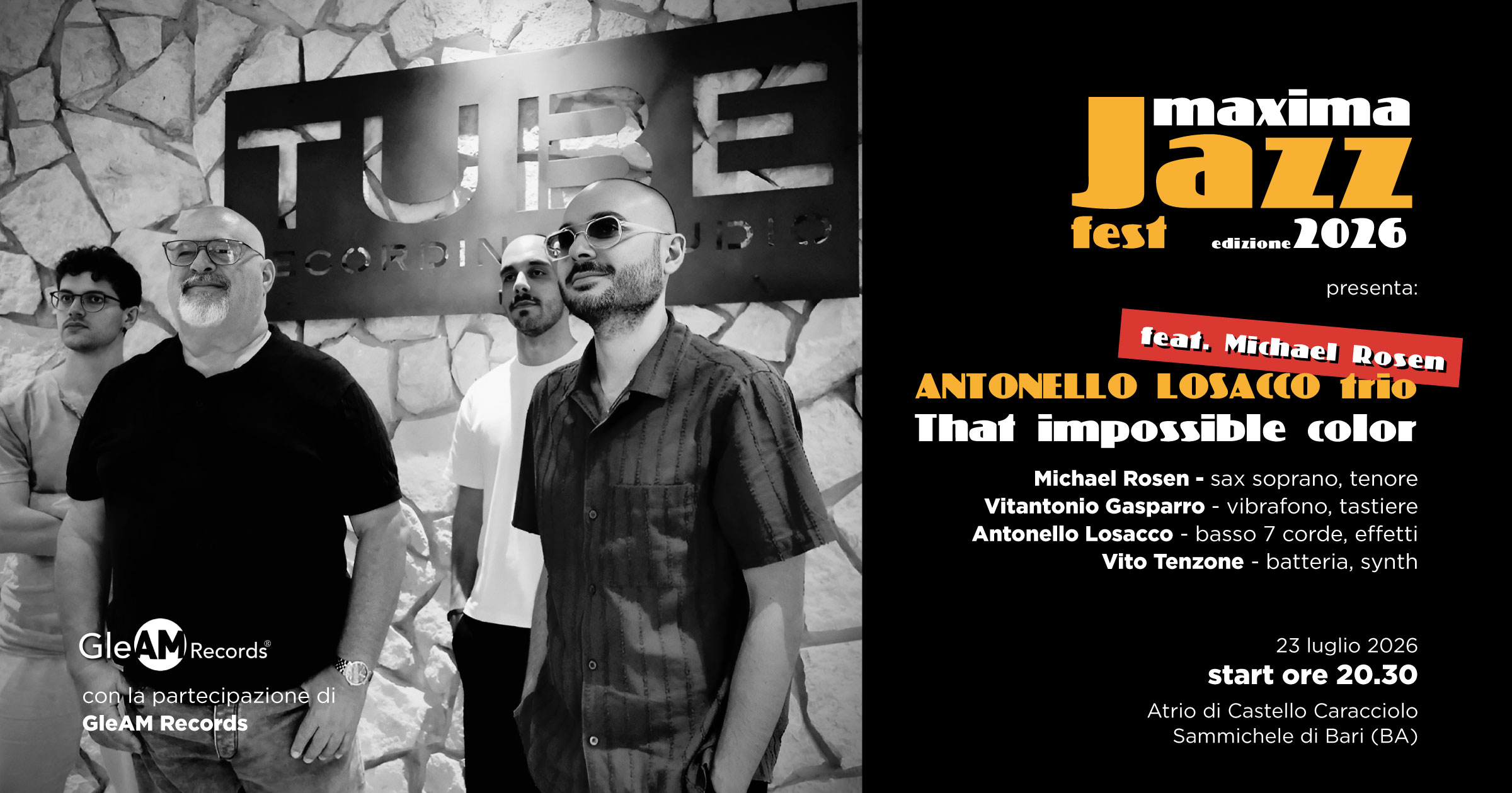 ANTONELLO LOSACCO trio feat. MICHAEL ROSEN presenta THAT IMPOSSIBLE COLOR al MAXIMA JAZZ FEST 2026